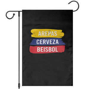 Arepas Cerveza Beisbol Venezuela Things Garden Flag Funny Latino Food Beer and Baseball Pride TS02 Black Print Your Wear