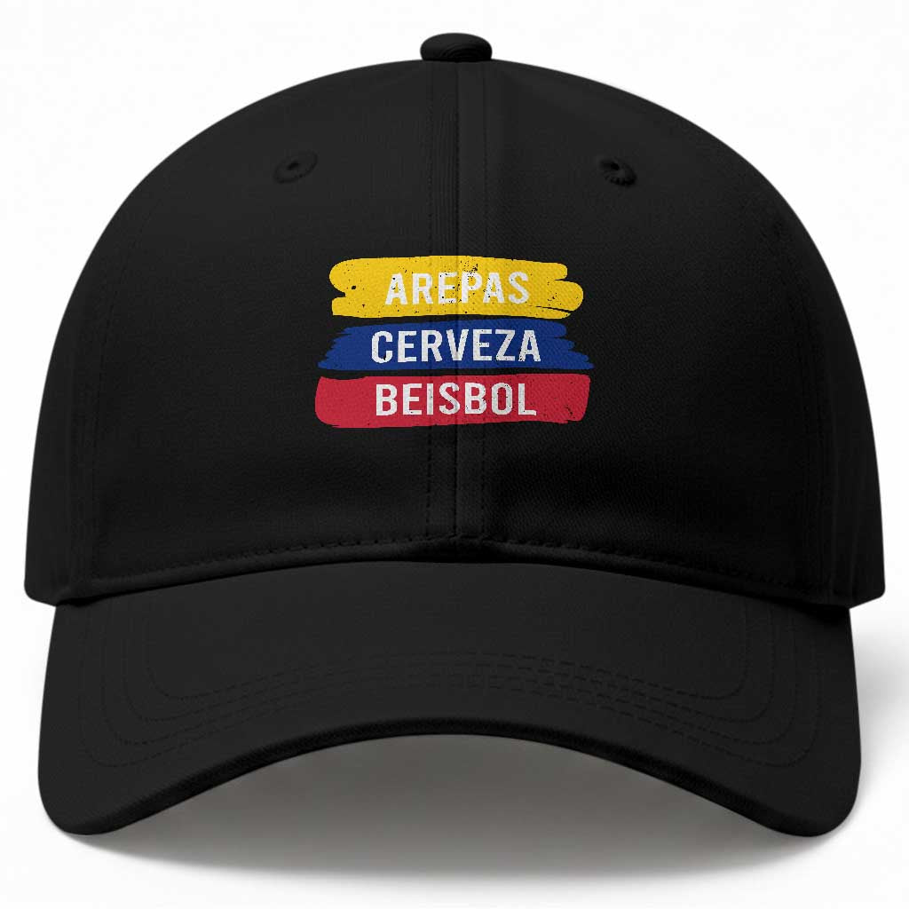 Arepas Cerveza Beisbol Venezuela Things Baseball Cap Funny Latino Food Beer and Baseball Pride TS02 Print Your Wear