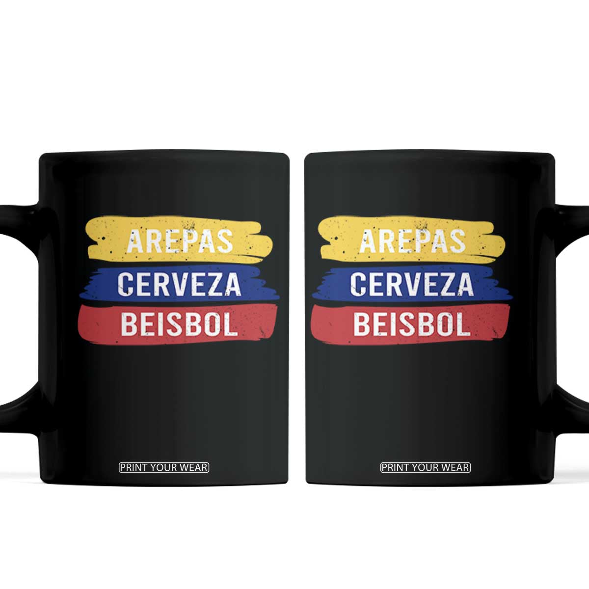 Arepas Cerveza Beisbol Venezuela Things Coffee Mug Funny Latino Food Beer and Baseball Pride TS02 Black Print Your Wear