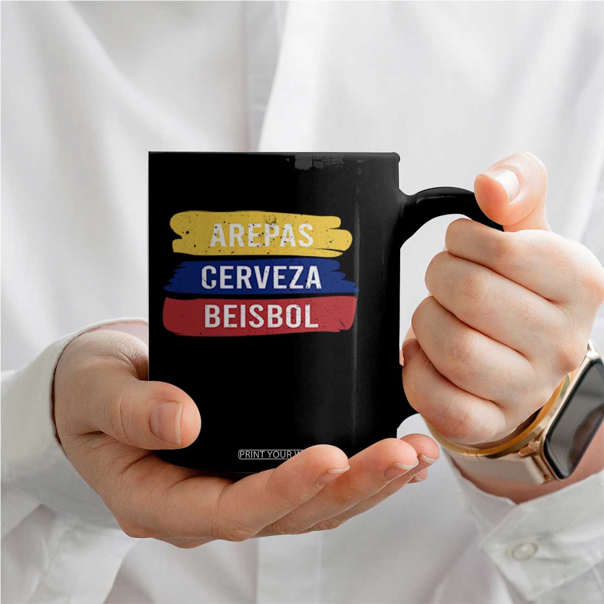 Arepas Cerveza Beisbol Venezuela Things Coffee Mug Funny Latino Food Beer and Baseball Pride TS02 Print Your Wear