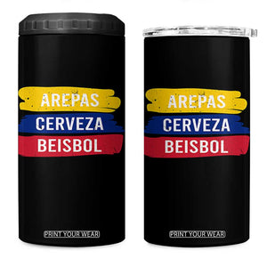 Arepas Cerveza Beisbol Venezuela Things 4 in 1 Can Cooler Tumbler Funny Latino Food Beer and Baseball Pride TS02 One Size: 16 oz Black Print Your Wear
