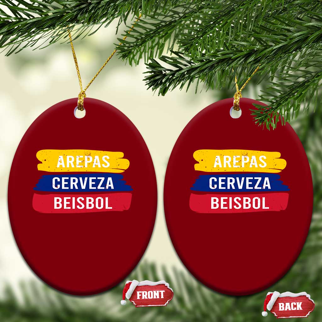 Arepas Cerveza Beisbol Venezuela Things Ceramic Ornament Funny Latino Food Beer and Baseball Pride TS02 Print Your Wear
