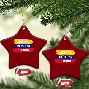 Arepas Cerveza Beisbol Venezuela Things Ceramic Ornament Funny Latino Food Beer and Baseball Pride TS02 Print Your Wear