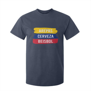 Arepas Cerveza Beisbol Venezuela Things T Shirt For Kid Funny Latino Food Beer and Baseball Pride TS02 Navy Print Your Wear