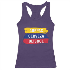 Arepas Cerveza Beisbol Venezuela Things Racerback Tank Top Funny Latino Food Beer and Baseball Pride TS02 Purple Print Your Wear