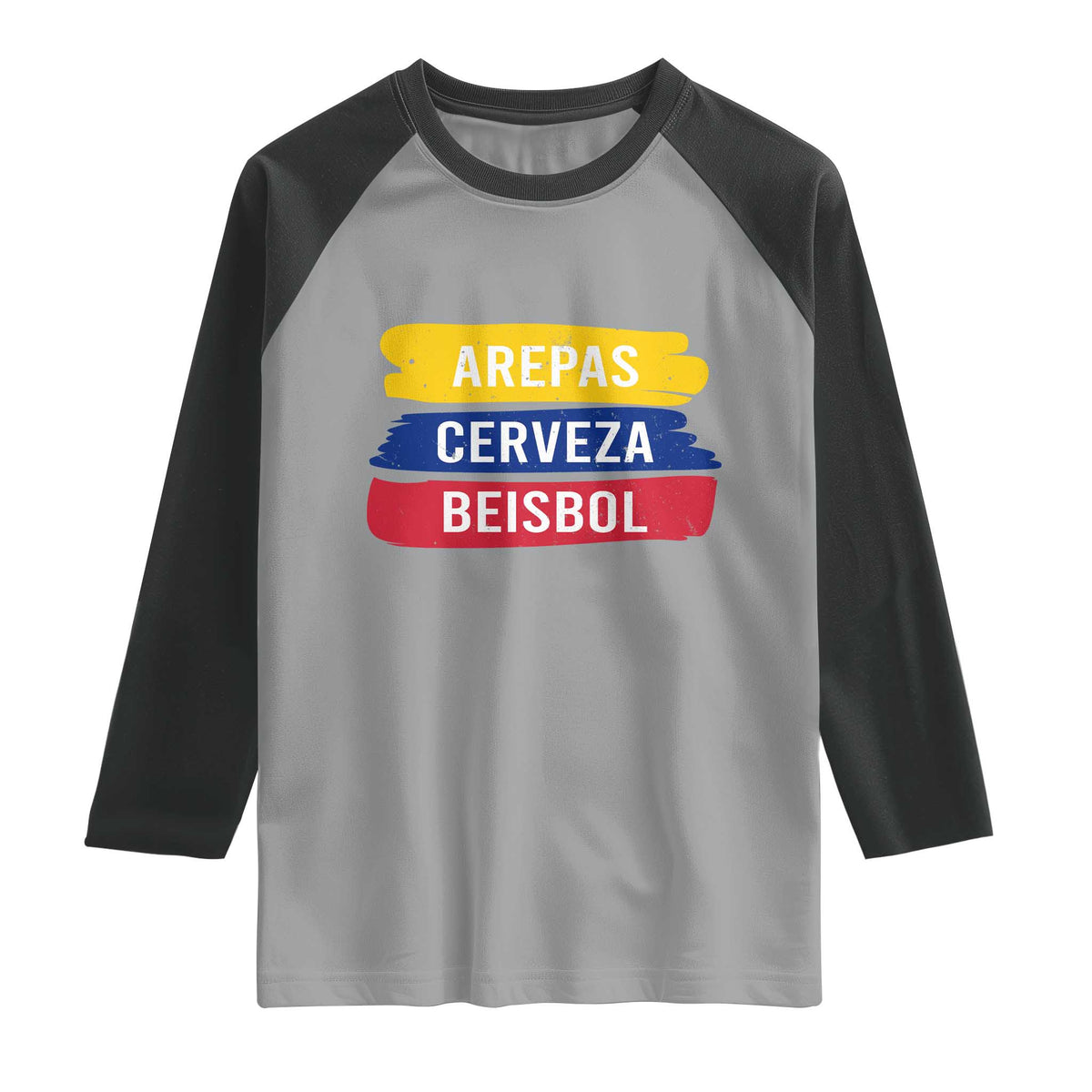 Arepas Cerveza Beisbol Venezuela Things Raglan Shirt Funny Latino Food Beer and Baseball Pride TS02 Sport Gray Black Print Your Wear
