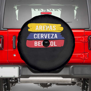 Arepas Cerveza Beisbol Venezuela Things Spare Tire Cover Funny Latino Food Beer and Baseball Pride TS02 Black Print Your Wear