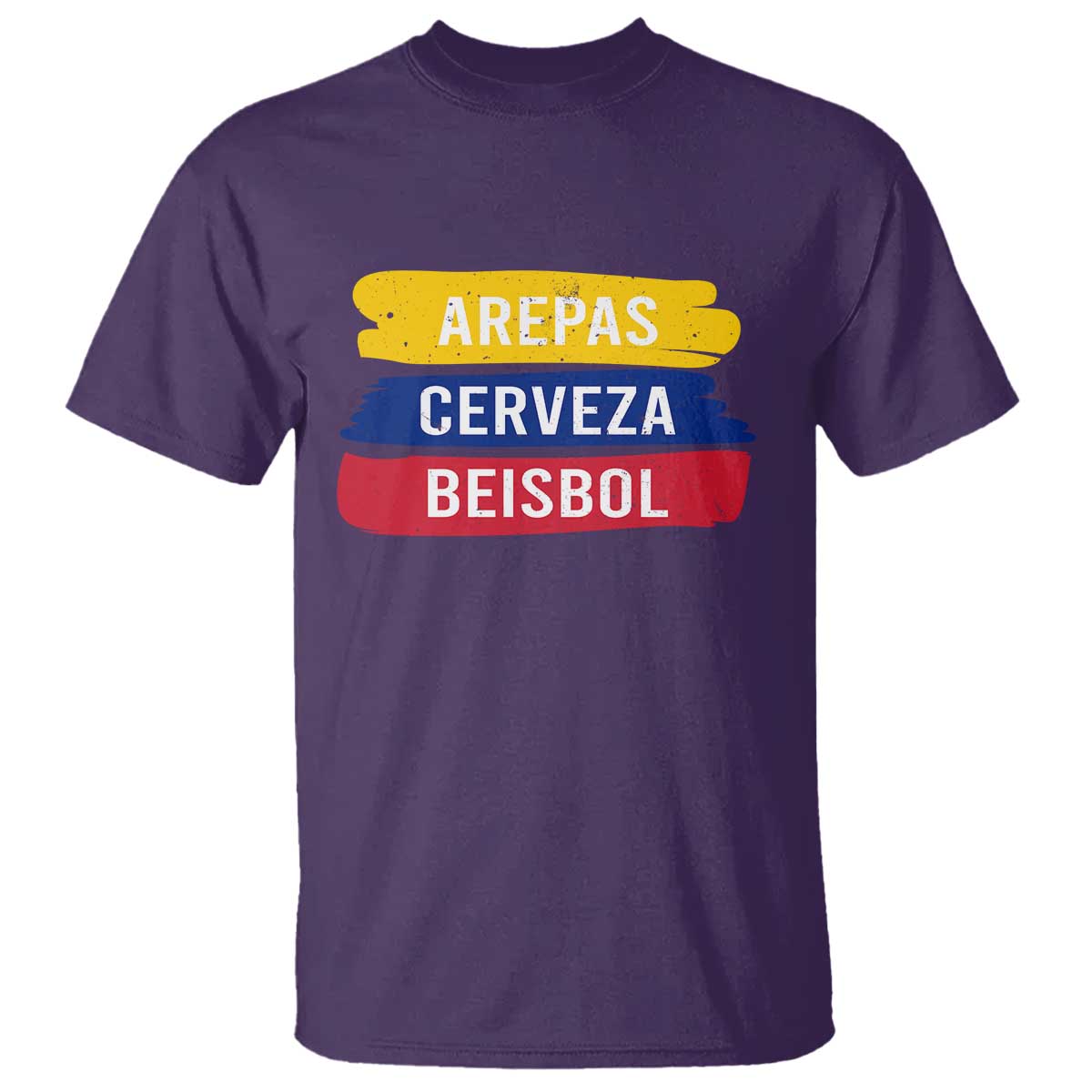Arepas Cerveza Beisbol Venezuela Things T Shirt Funny Latino Food Beer and Baseball Pride TS02 Purple Print Your Wear