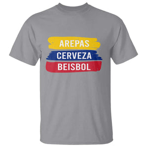 Arepas Cerveza Beisbol Venezuela Things T Shirt Funny Latino Food Beer and Baseball Pride TS02 Sport Gray Print Your Wear