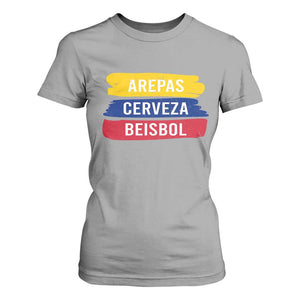 Arepas Cerveza Beisbol Venezuela Things T Shirt For Women Funny Latino Food Beer and Baseball Pride TS02 Sport Gray Print Your Wear