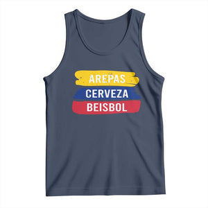 Arepas Cerveza Beisbol Venezuela Things Tank Top Funny Latino Food Beer and Baseball Pride TS02 Navy Print Your Wear