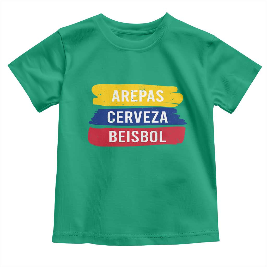 Arepas Cerveza Beisbol Venezuela Things Toddler T Shirt Funny Latino Food Beer and Baseball Pride TS02 Irish Green Print Your Wear