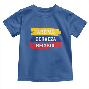 Arepas Cerveza Beisbol Venezuela Things Toddler T Shirt Funny Latino Food Beer and Baseball Pride TS02 Royal Blue Print Your Wear