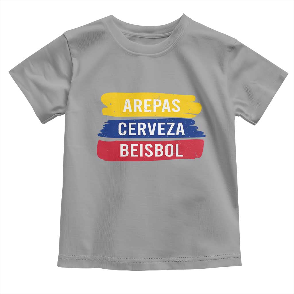 Arepas Cerveza Beisbol Venezuela Things Toddler T Shirt Funny Latino Food Beer and Baseball Pride TS02 Sport Gray Print Your Wear