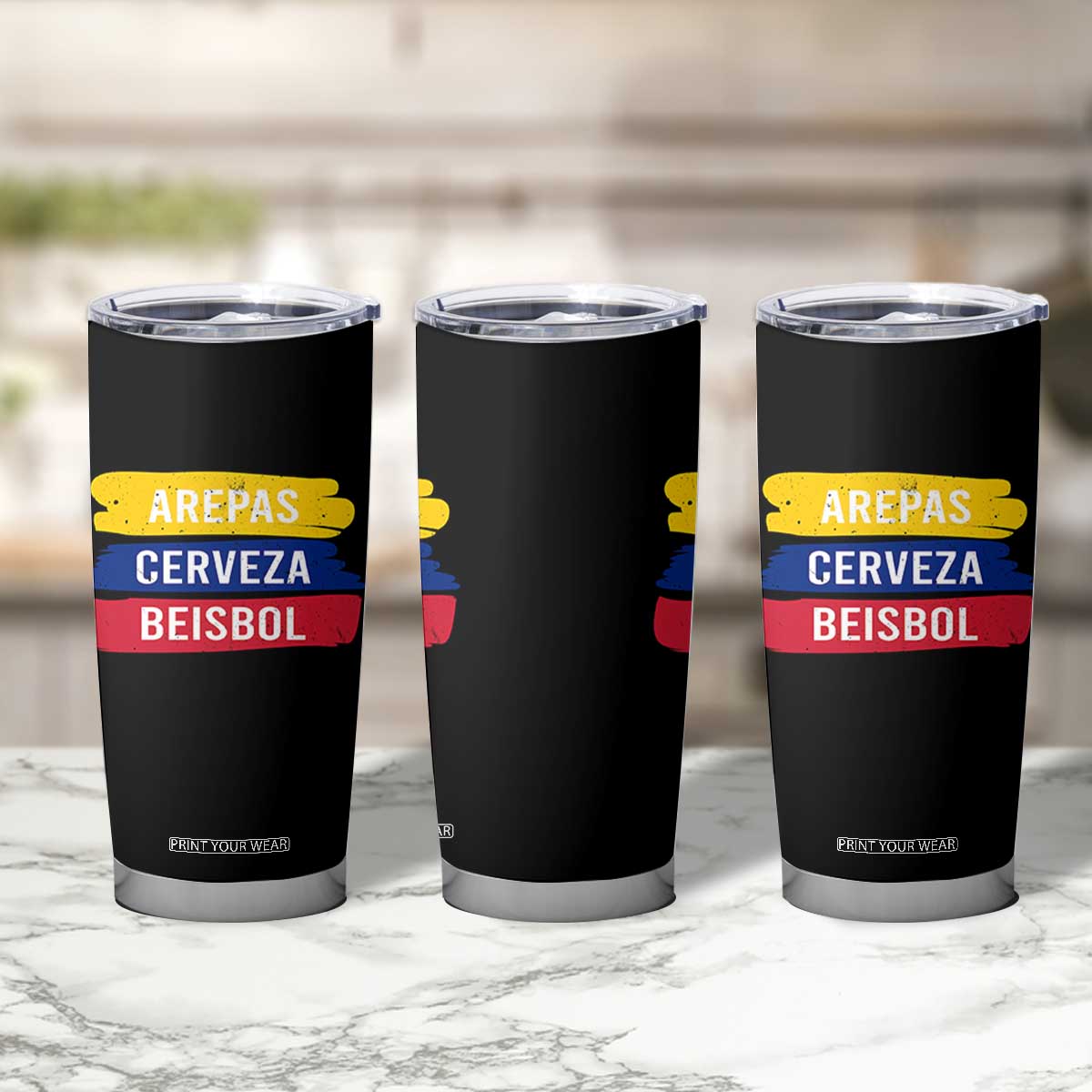 Arepas Cerveza Beisbol Venezuela Things Tumbler Cup Funny Latino Food Beer and Baseball Pride TS02 Print Your Wear