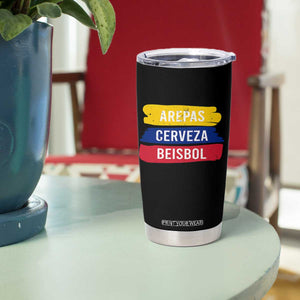 Arepas Cerveza Beisbol Venezuela Things Tumbler Cup Funny Latino Food Beer and Baseball Pride TS02 Print Your Wear