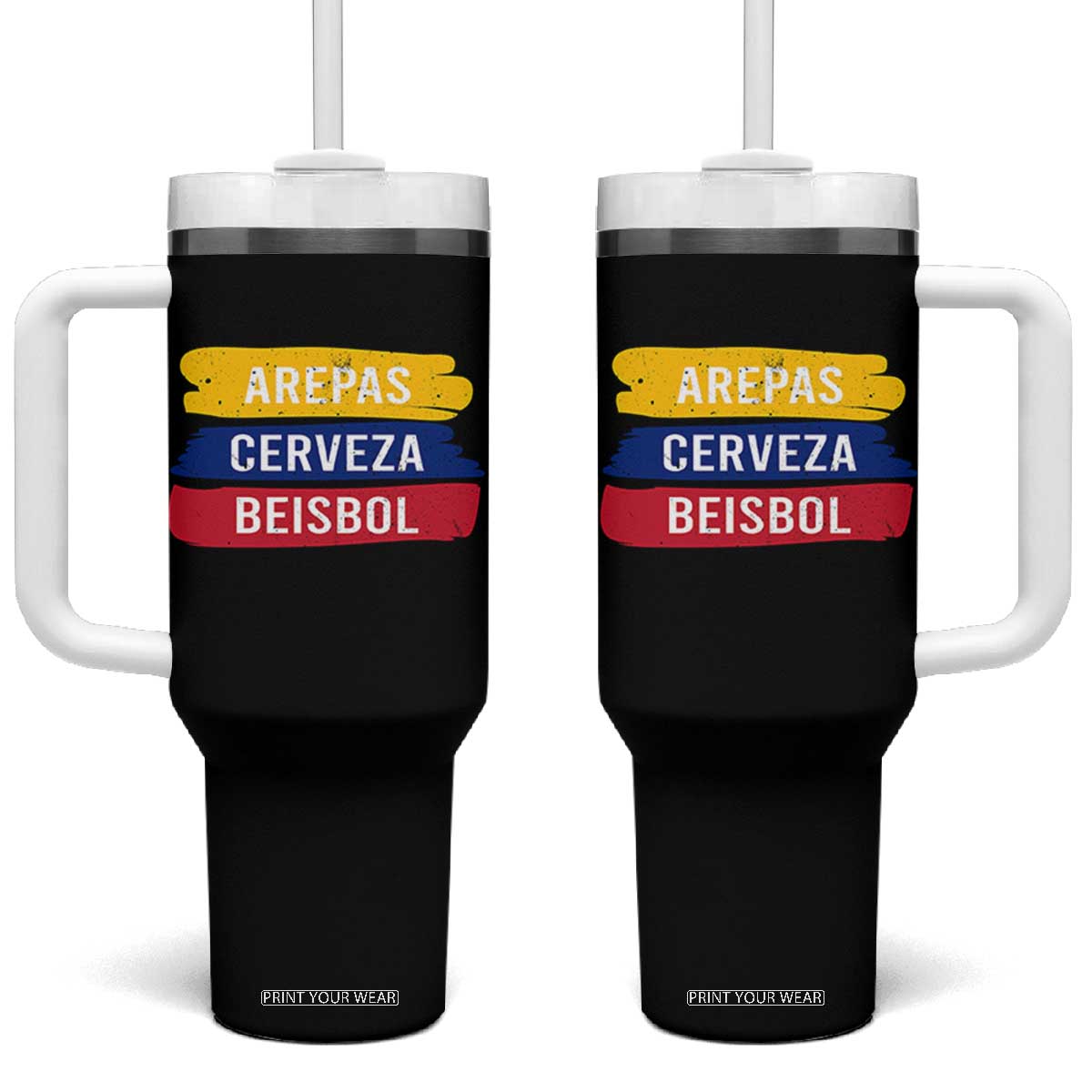 Arepas Cerveza Beisbol Venezuela Things Tumbler With Handle Funny Latino Food Beer and Baseball Pride TS02 One Size: 40 oz Black Print Your Wear