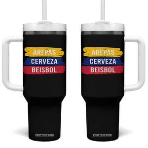 Arepas Cerveza Beisbol Venezuela Things Tumbler With Handle Funny Latino Food Beer and Baseball Pride TS02 One Size: 40 oz Black Print Your Wear
