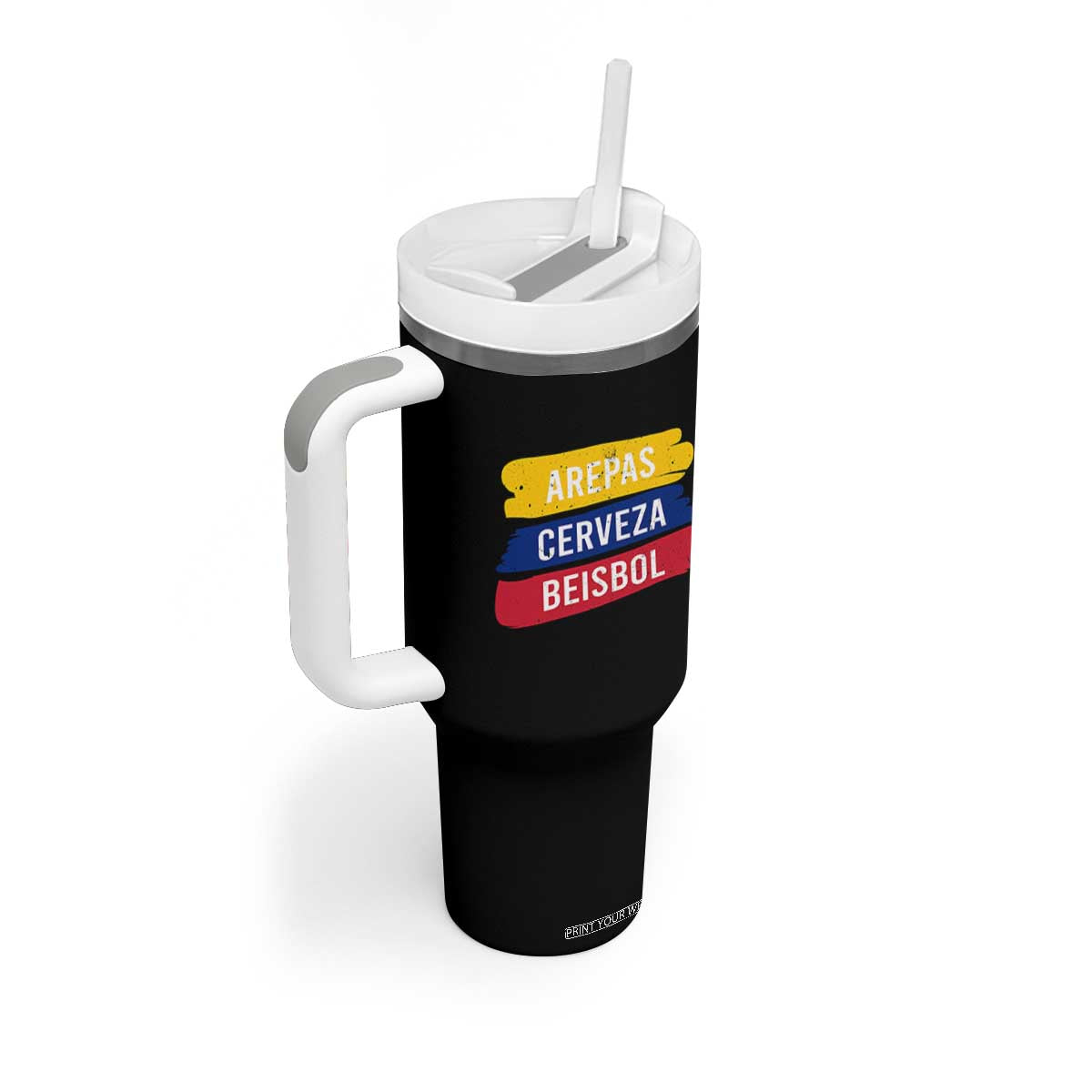 Arepas Cerveza Beisbol Venezuela Things Tumbler With Handle Funny Latino Food Beer and Baseball Pride TS02 Print Your Wear