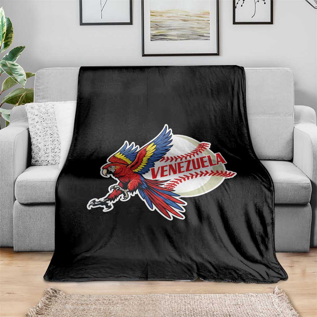 Venezuela Baseball Flying Scarlet Macaw and Ball Throw Blanket Ara Macao Guacamaya Venezuelan Pride TS02 Print Your Wear