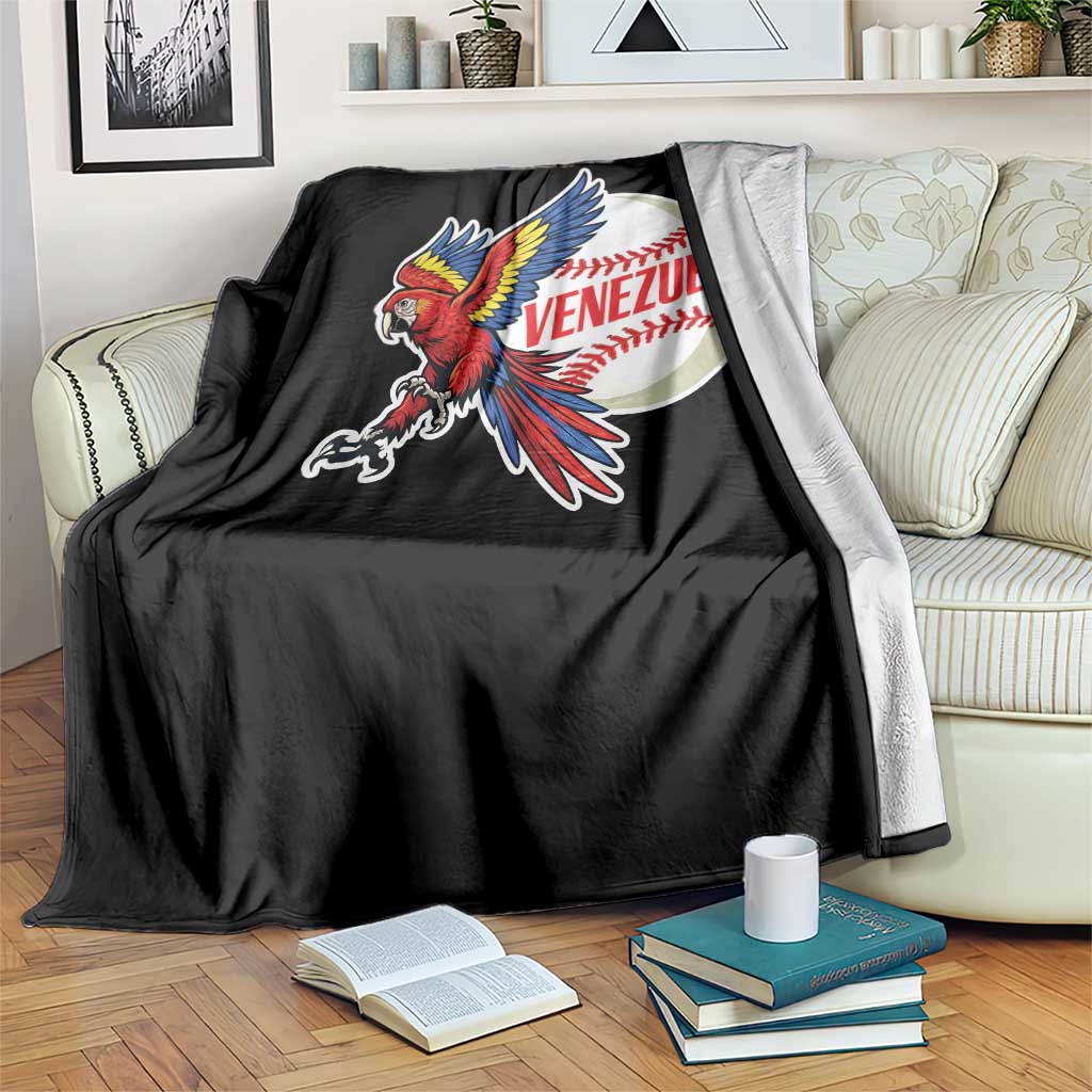 Venezuela Baseball Flying Scarlet Macaw and Ball Throw Blanket Ara Macao Guacamaya Venezuelan Pride TS02 Print Your Wear