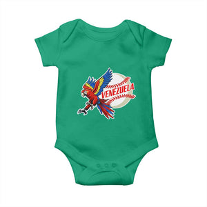 Venezuela Baseball Flying Scarlet Macaw and Ball Baby Onesie Ara Macao Guacamaya Venezuelan Pride TS02 Irish Green Print Your Wear