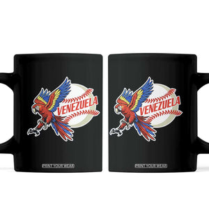 Venezuela Baseball Flying Scarlet Macaw and Ball Coffee Mug Ara Macao Guacamaya Venezuelan Pride TS02 Black Print Your Wear