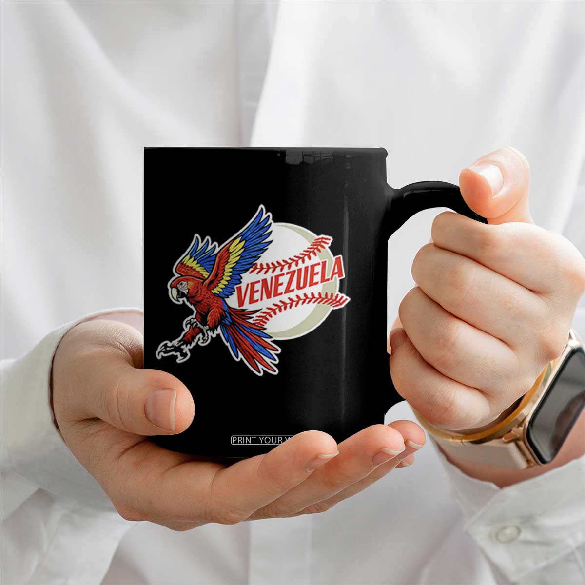 Venezuela Baseball Flying Scarlet Macaw and Ball Coffee Mug Ara Macao Guacamaya Venezuelan Pride TS02 Print Your Wear
