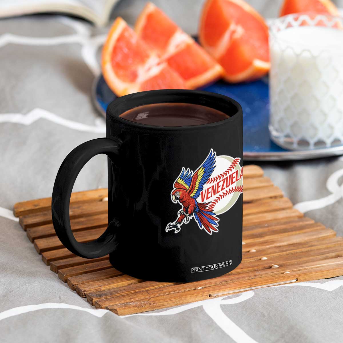 Venezuela Baseball Flying Scarlet Macaw and Ball Coffee Mug Ara Macao Guacamaya Venezuelan Pride TS02 Print Your Wear