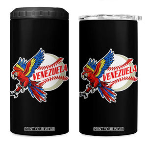 Venezuela Baseball Flying Scarlet Macaw and Ball 4 in 1 Can Cooler Tumbler Ara Macao Guacamaya Venezuelan Pride TS02 One Size: 16 oz Black Print Your Wear