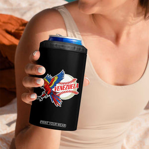 Venezuela Baseball Flying Scarlet Macaw and Ball 4 in 1 Can Cooler Tumbler Ara Macao Guacamaya Venezuelan Pride TS02 Print Your Wear