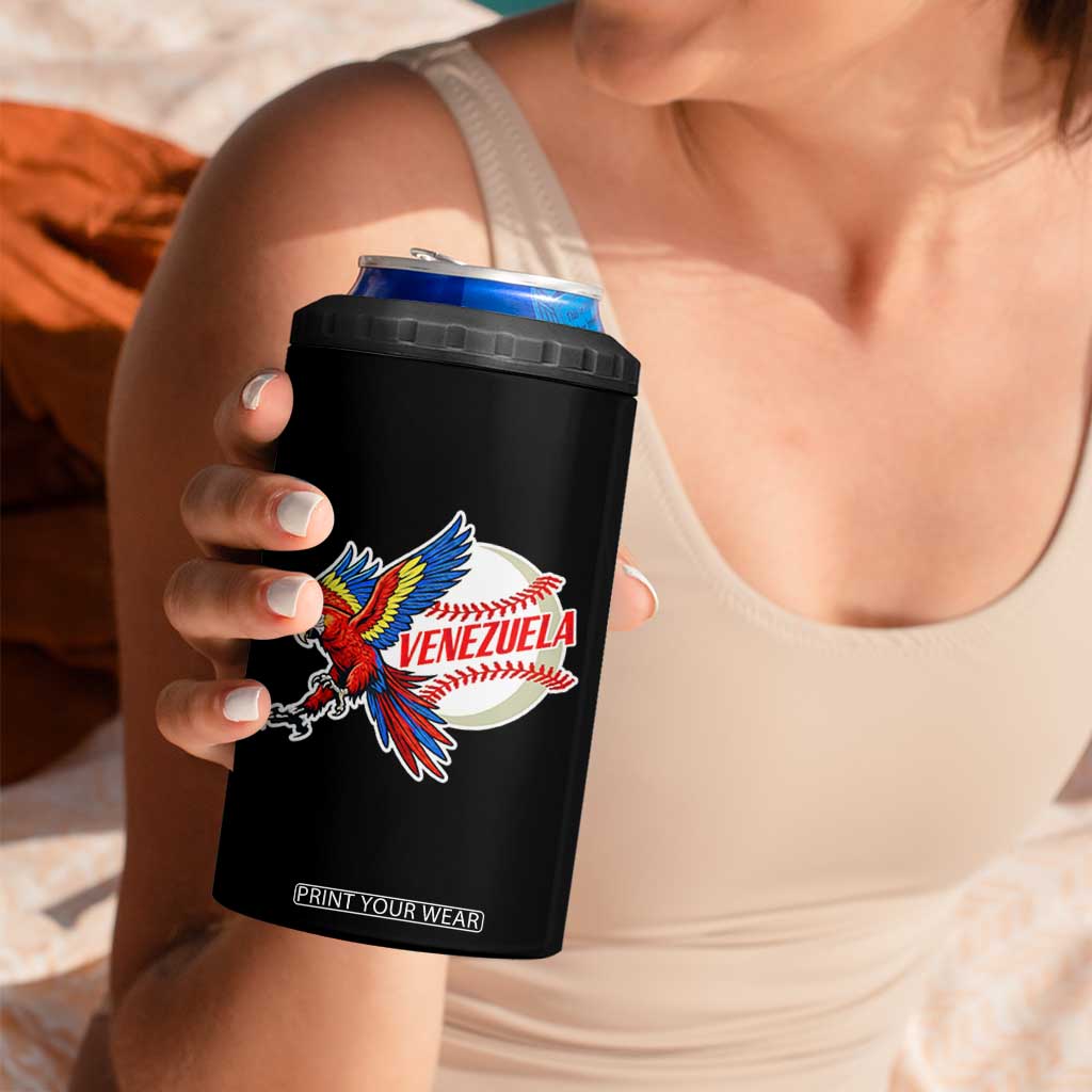 Venezuela Baseball Flying Scarlet Macaw and Ball 4 in 1 Can Cooler Tumbler Ara Macao Guacamaya Venezuelan Pride TS02 Print Your Wear