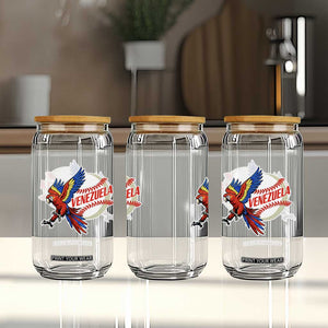 Venezuela Baseball Flying Scarlet Macaw and Ball Glass Can Ara Macao Guacamaya Venezuelan Pride TS02 Print Your Wear
