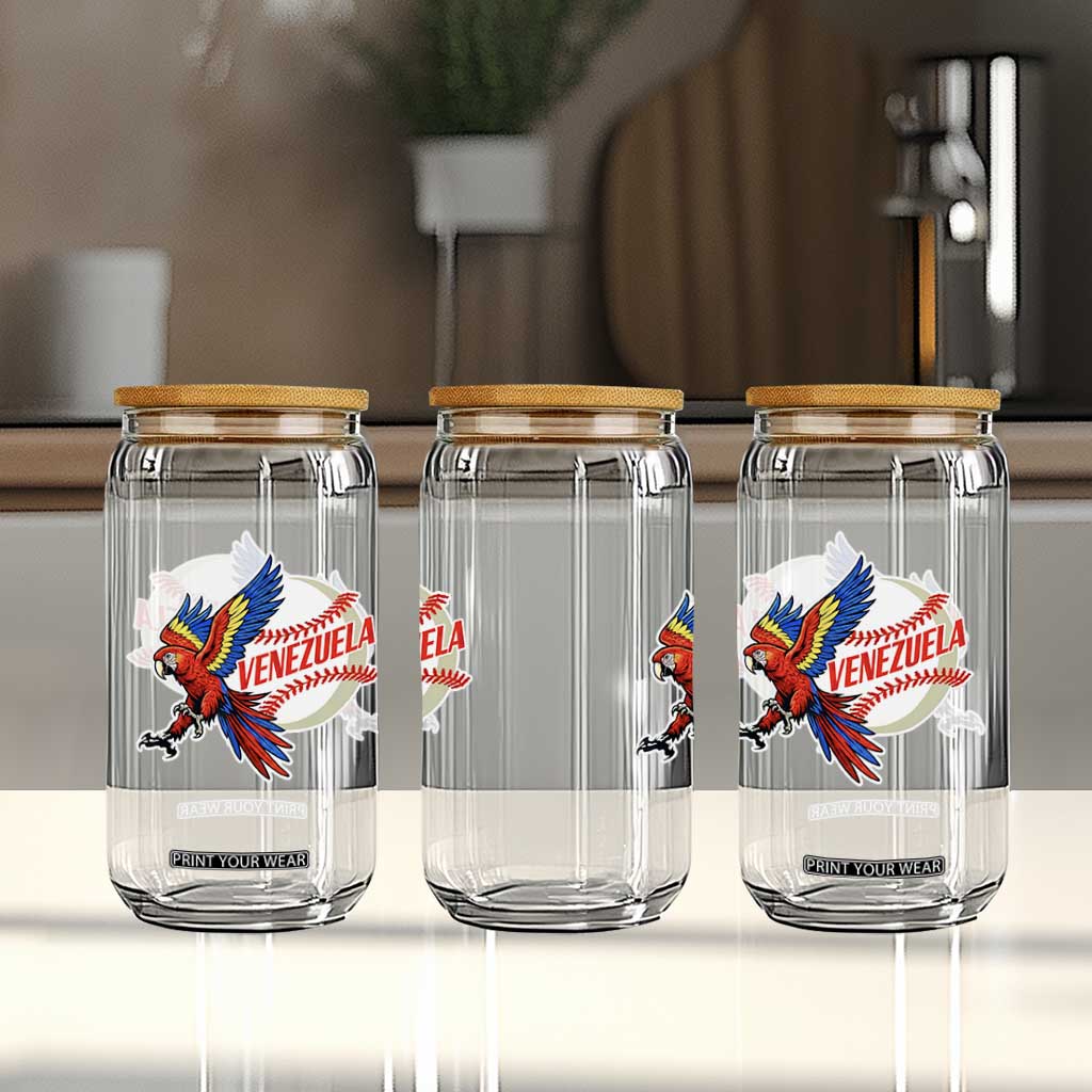 Venezuela Baseball Flying Scarlet Macaw and Ball Glass Can Ara Macao Guacamaya Venezuelan Pride TS02 Print Your Wear