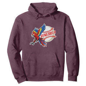 Venezuela Baseball Flying Scarlet Macaw and Ball Hoodie Ara Macao Guacamaya Venezuelan Pride TS02 Maroon Print Your Wear