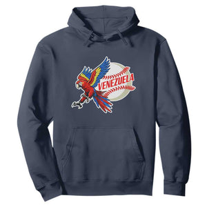Venezuela Baseball Flying Scarlet Macaw and Ball Hoodie Ara Macao Guacamaya Venezuelan Pride TS02 Navy Print Your Wear
