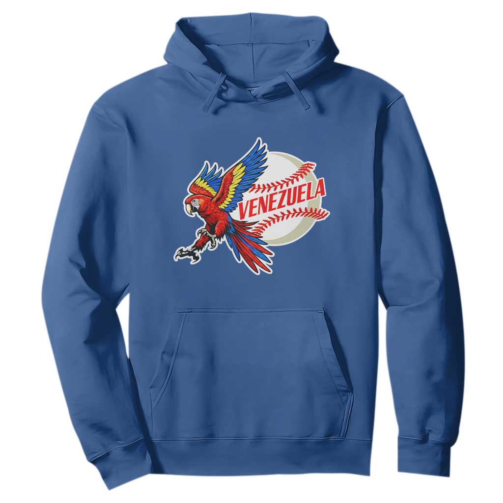 Venezuela Baseball Flying Scarlet Macaw and Ball Hoodie Ara Macao Guacamaya Venezuelan Pride TS02 Royal Blue Print Your Wear