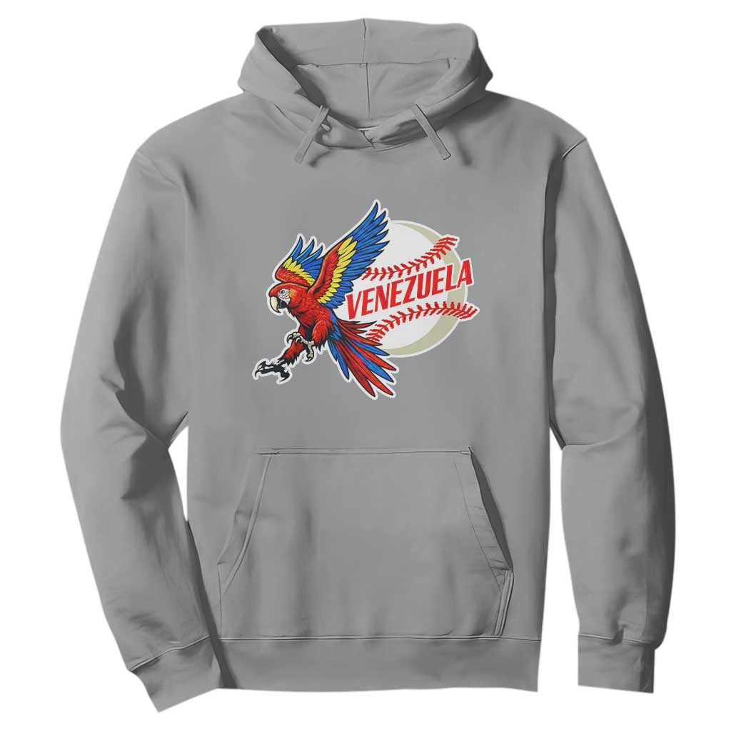 Venezuela Baseball Flying Scarlet Macaw and Ball Hoodie Ara Macao Guacamaya Venezuelan Pride TS02 Sport Gray Print Your Wear
