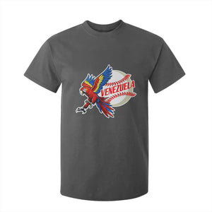 Venezuela Baseball Flying Scarlet Macaw and Ball T Shirt For Kid Ara Macao Guacamaya Venezuelan Pride TS02 Dark Heather Print Your Wear