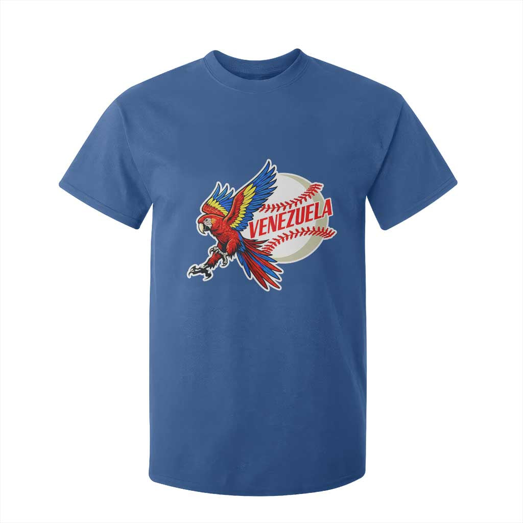 Venezuela Baseball Flying Scarlet Macaw and Ball T Shirt For Kid Ara Macao Guacamaya Venezuelan Pride TS02 Royal Blue Print Your Wear