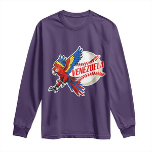 Venezuela Baseball Flying Scarlet Macaw and Ball Long Sleeve Shirt Ara Macao Guacamaya Venezuelan Pride TS02 Purple Print Your Wear