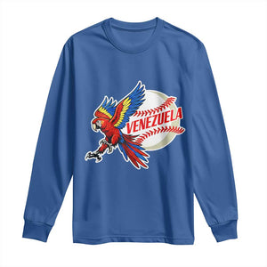 Venezuela Baseball Flying Scarlet Macaw and Ball Long Sleeve Shirt Ara Macao Guacamaya Venezuelan Pride TS02 Royal Blue Print Your Wear