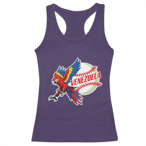 Venezuela Baseball Flying Scarlet Macaw and Ball Racerback Tank Top Ara Macao Guacamaya Venezuelan Pride TS02 Purple Print Your Wear