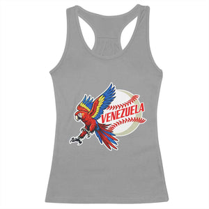 Venezuela Baseball Flying Scarlet Macaw and Ball Racerback Tank Top Ara Macao Guacamaya Venezuelan Pride TS02 Sport Gray Print Your Wear