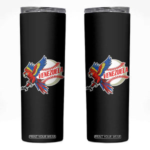Venezuela Baseball Flying Scarlet Macaw and Ball Skinny Tumbler Ara Macao Guacamaya Venezuelan Pride TS02 Black Print Your Wear
