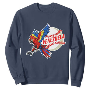 Venezuela Baseball Flying Scarlet Macaw and Ball Sweatshirt Ara Macao Guacamaya Venezuelan Pride TS02 Navy Print Your Wear