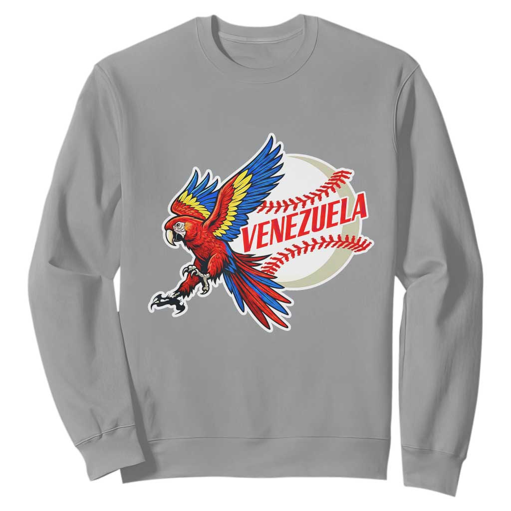 Venezuela Baseball Flying Scarlet Macaw and Ball Sweatshirt Ara Macao Guacamaya Venezuelan Pride TS02 Sport Gray Print Your Wear