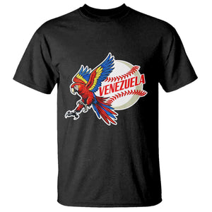Venezuela Baseball Flying Scarlet Macaw and Ball T Shirt Ara Macao Guacamaya Venezuelan Pride TS02 Black Print Your Wear