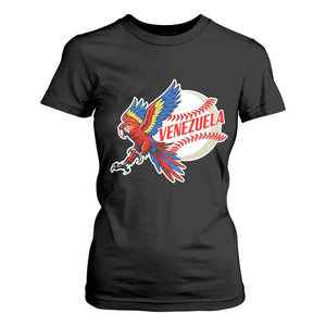 Venezuela Baseball Flying Scarlet Macaw and Ball T Shirt For Women Ara Macao Guacamaya Venezuelan Pride TS02 Black Print Your Wear
