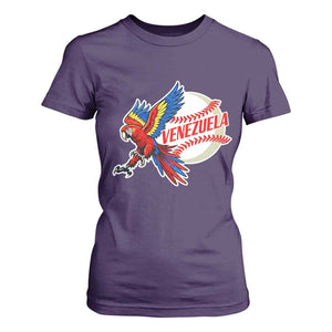 Venezuela Baseball Flying Scarlet Macaw and Ball T Shirt For Women Ara Macao Guacamaya Venezuelan Pride TS02 Purple Print Your Wear